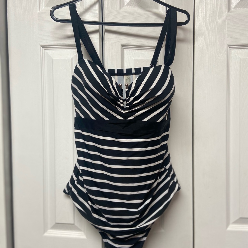 Cactus Black and White Striped Top